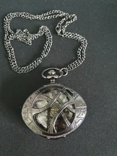 Caja redonda de ojo de bronce antiguo para hombre y mujer, reloj de bolsillo de cuarzo Steampunk, joyería, colgante, collar, cadena, regalos