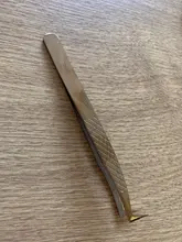 Pinzas de pestañas profesionales de acero inoxidable, 1 Uds., para extensión de pestañas, decoración dorada, pinzas antiestáticas, herramientas de maquillaje