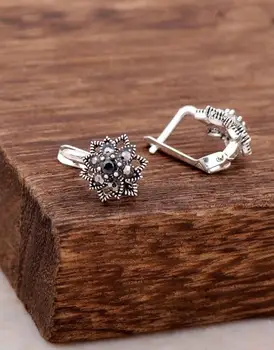 

925 Sterling Silver Authentic Woman Earring with Onix Stone 2020 Turkish Jewelry