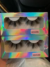 Pestañas postizas de visón con sirena roja, cortas y despeinadas, 10mm-18mm, Hamdmade, 3D