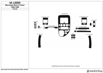 

Interior trim for Mercedes Benz V Class 1996-1999. Set L2324.
