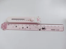 Reglas de plástico con Linda pata de gato para escuela, suministros de oficina Kawaii, accesorios de planificación, premio de estudiante