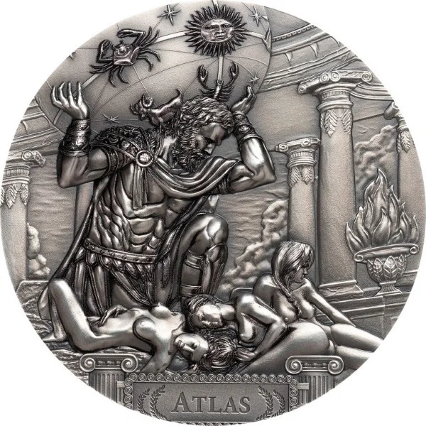 ATLAS Titans 3 Oz Серебряная монета 20$ Острова Кука