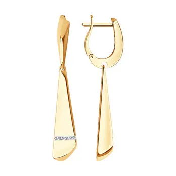 

Sokolov gold drop earrings with stones with diamonds, fashion jewelry, 585, women's male, long earrings