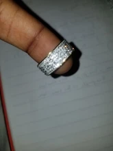 Anillo de acero inoxidable con diamantes de imitación para mujer, sortija de cristal transparente de alta calidad, 5 filas, sin alergia, 1 unidad