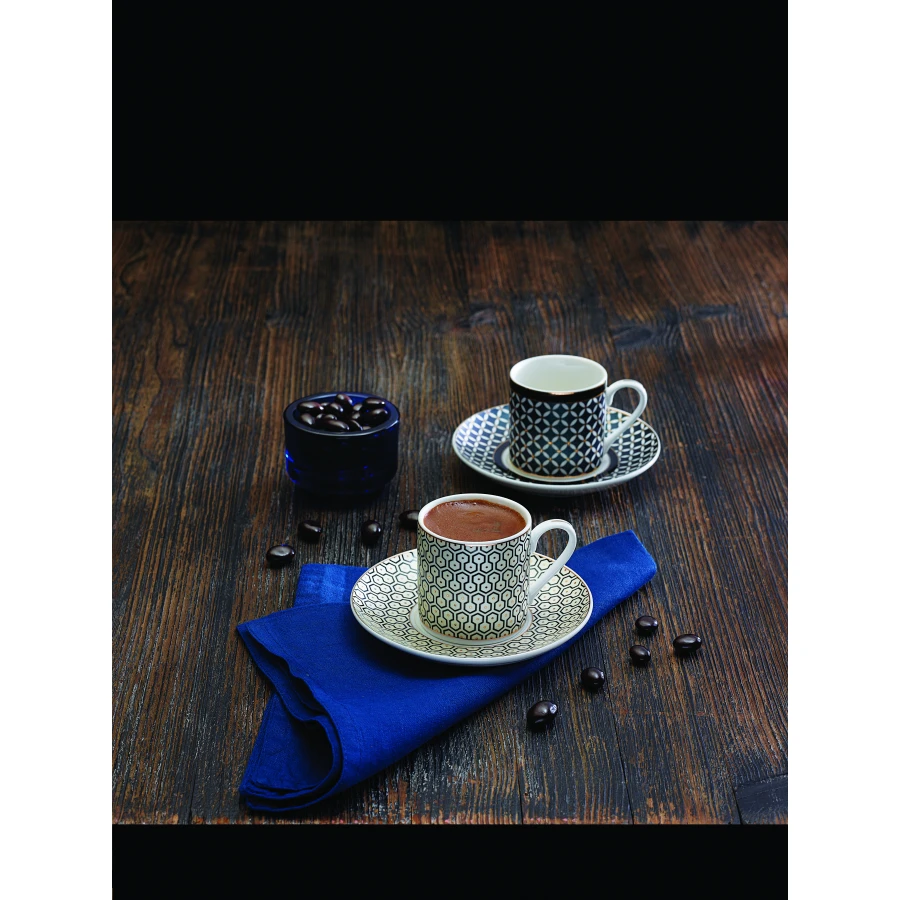 Lot De 6 Tasses à Café Expresso En Porcelaine Gris Bleu