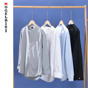 

Spring men Casual shirt solid 100% cotton long sleeve tops Breathable soft high quality clothing man shirts new 2020 TB514