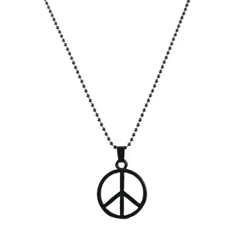 

Angemiel Men Peace Peace With the Black Chain Metal Necklace
