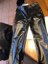 Pantalones de pierna ancha para mujer, pantalón de cintura alta, elástico, de cuero PU, con bolsillos, ropa de calle