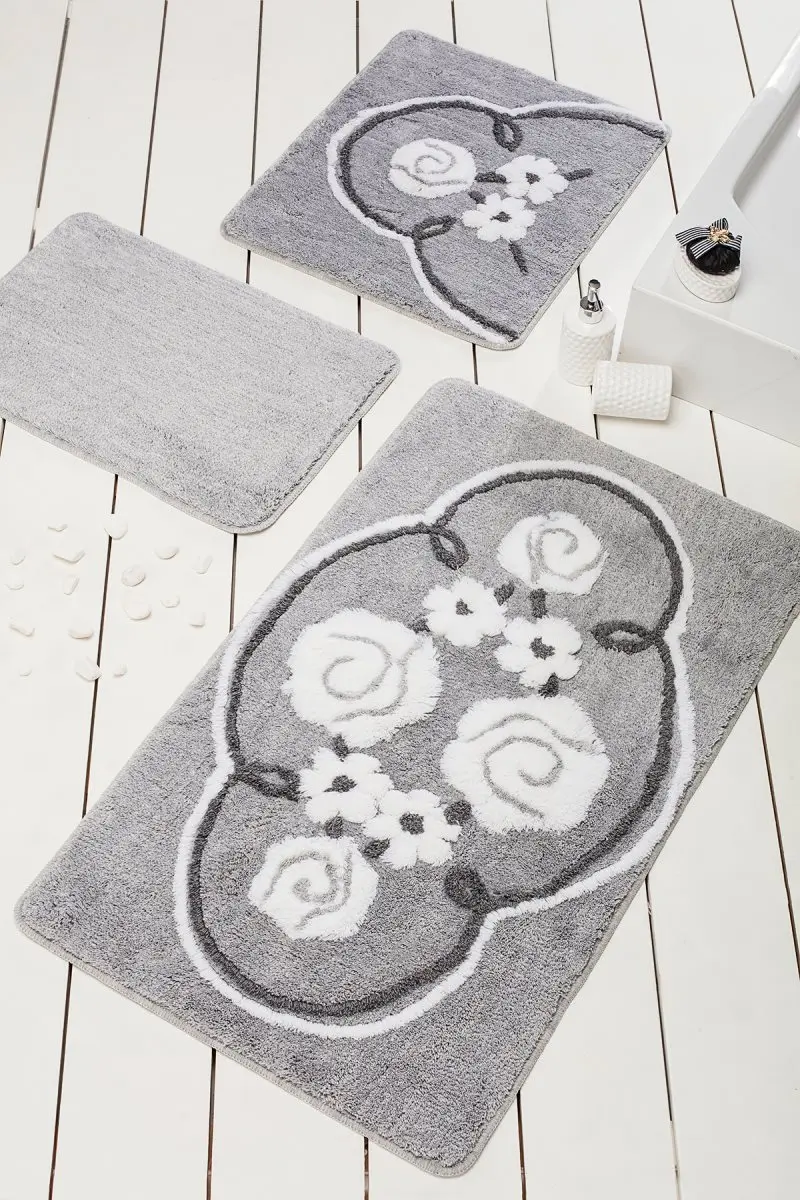 

Bath Mat-mats | Mat Bath Mats Non Slip Anti Mould Mats J'Adore Gray 3L Set 60X100 cm-50X60 Cm-40X60 Cm