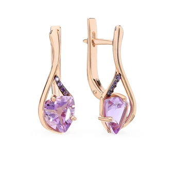 

Gold earrings with amethyst and cubic zirconia sunlight sample 585
