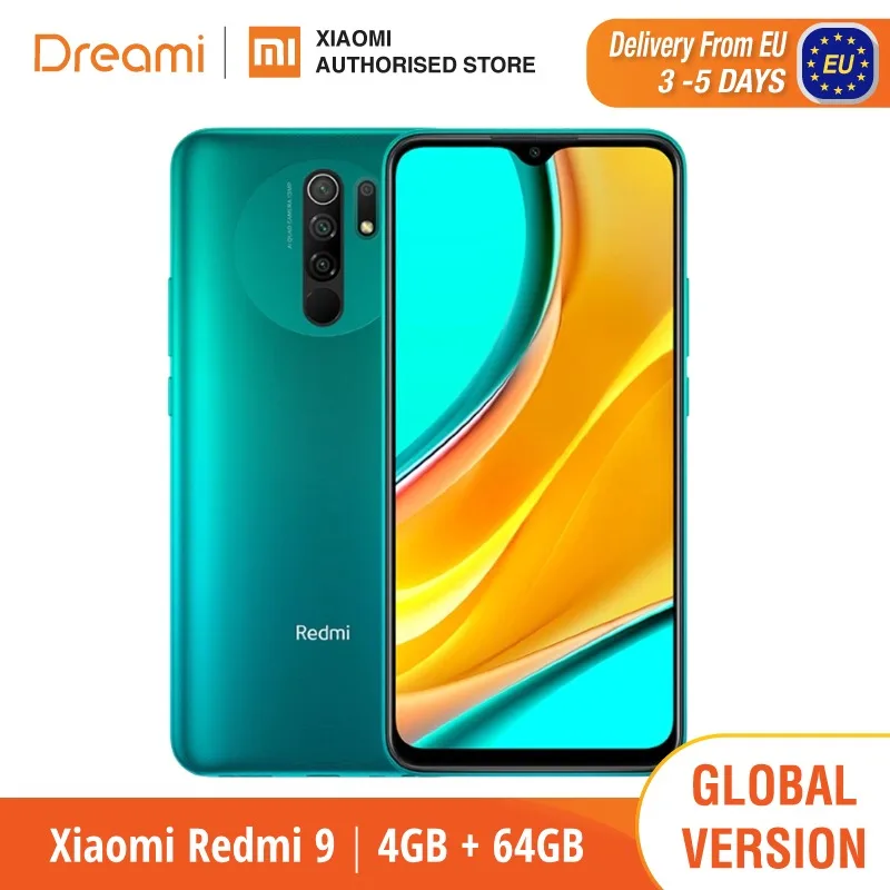 Versión Global Xiaomi Redmi 9 64GB ROM 4GB RAM (completamente nuevo/sellado) redmi9, redmi9 64, teléfono inteligente, móvil, teléfono