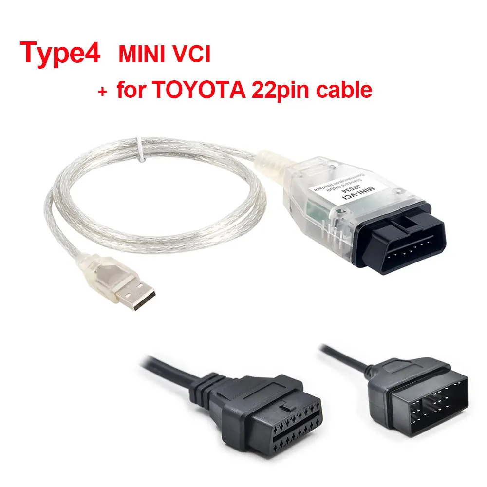 Мини VCI последний V13.00.022 интерфейс для TOYOTA TIS Techstream мини vci J2534 с FTDI FT232RL чип OBD2 Диагностический кабель - Цвет: mini VCI with 22pin