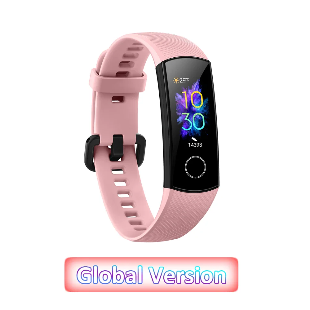 Global Versio huawei Honor Band 5 4, умный Браслет, умный браслет, шагомер, сенсорный экран, для плавания, сердечного ритма, сна, монитор - Цвет: Pink Band 5