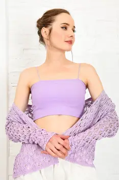 

Trend Alacati Style Women Lilac Hanging Rope Crop Top Blouse ALC-X3956