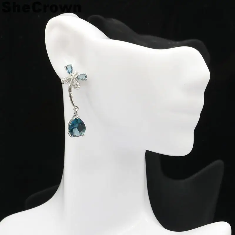 

Gorgeous London Blue Topaz, White CZ Woman's Wedding 925 Silver Ring US SZ 7.0