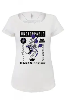 

Angemiel Wear Wild Snake And Roses Cotton White Women 'S T-Shirt