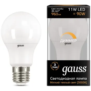 

Gauss led a 60-dim E 27 11 W 960 LM 3000 K dimmable lamp