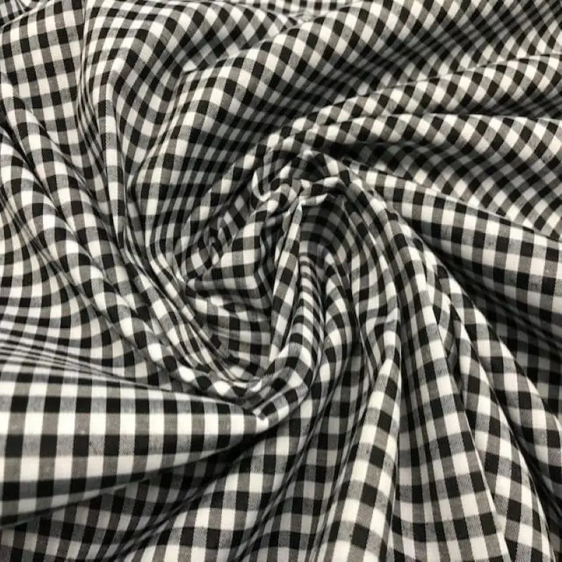 Vichy Tessuto, 0 '50 Cms Vichy Immagine Tessuto, Di Colore Nero, Lavorazione Tessuti, Vestire Abiti In Tessuto, Tessuti Da Metri, 1 Metro X 150 Cm