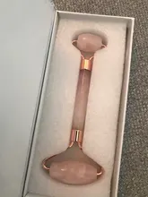 Rodillo de cuarzo rosa natural para masaje facial, rodillo para masaje facial con piedra de jade natural, adelgazante, eliminación de arrugas en cara y barbilla, herramienta para el cuidado de la belleza