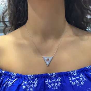 

White Pearl Clover Inverted Triangle Style Silver Necklace