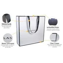 500 шт./партия, напечатанная на заказ белая, коричневая Крафтовая Подарочная бумажная сумка для покупок с ленточными ручками для подарка