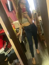 Pantalones vaqueros elásticos de cintura alta para mujer, pitillos hasta el tobillo, ajustados, con realce, color negro y azul, 2020