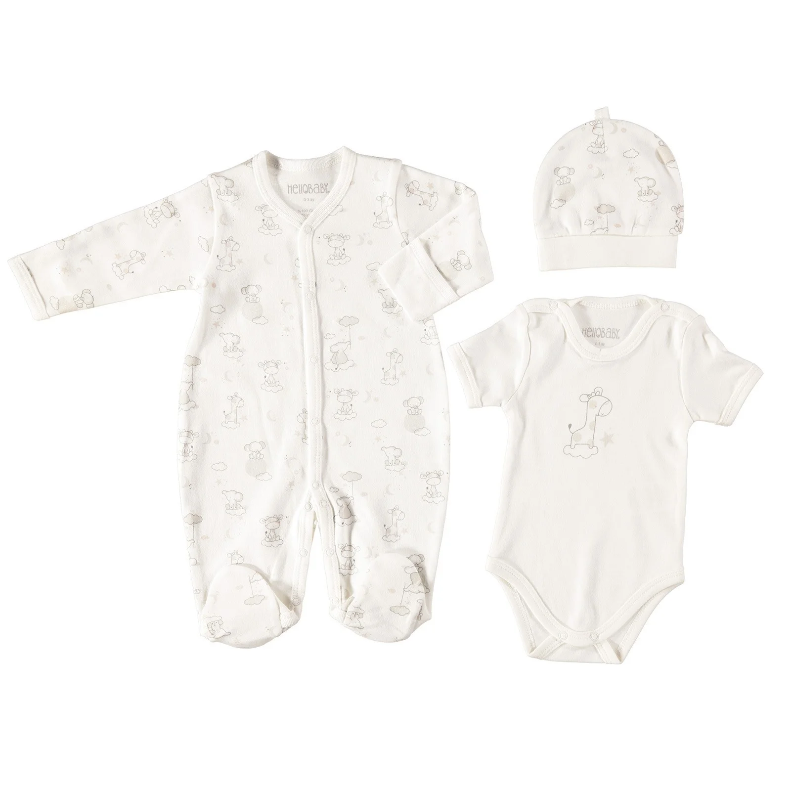 

ebebek HelloBaby Little Elephant Romper Bodysuit Hat Set