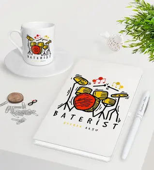 

Personalized Baterist White Notebook Pen Turkish coffee Cup Seti-2