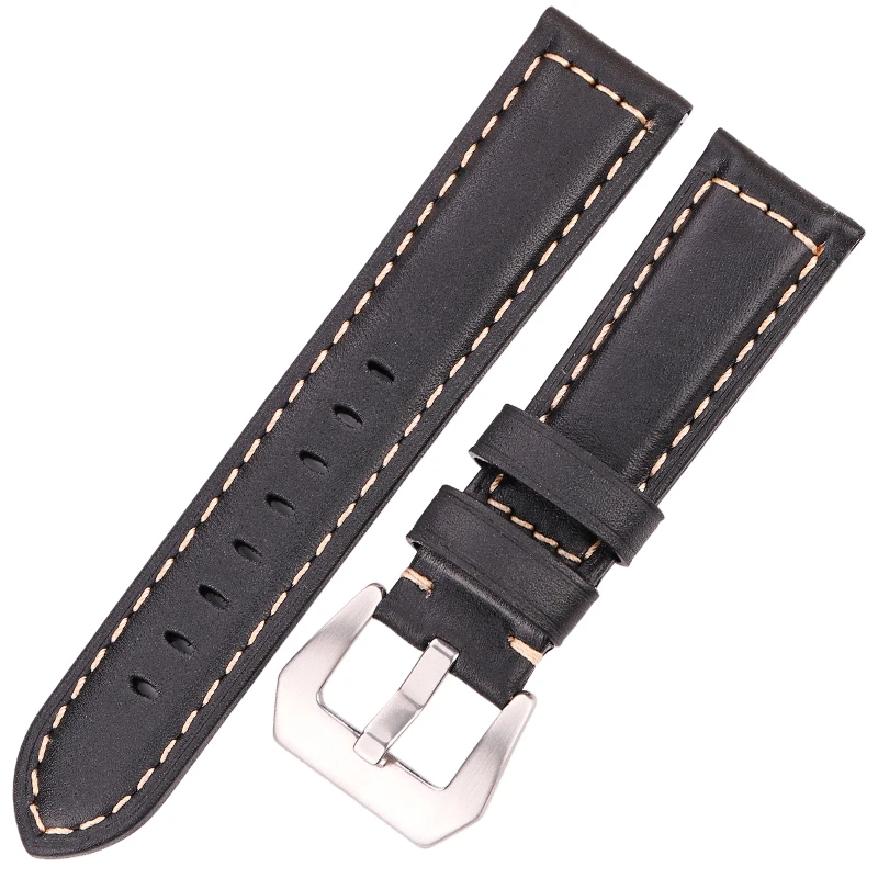 Retro Genuine Leather Brown Watchband with Metal Pin Buckle Accessories
