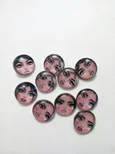 Botones a presión de 18mm para cara de niña, 10 Uds. Redondas mixtas, foto de cristal, cabujón, estilo para pulseras a presión de 18mm, regalo de joyería