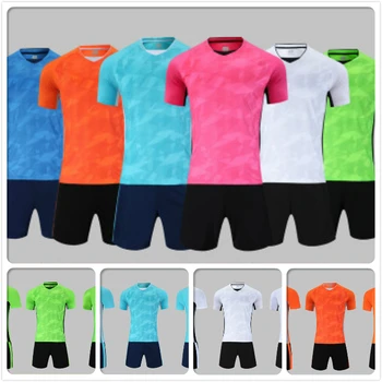 

Custom Sport Men Kids Soccer Jersey Uniform Set 100% Polyester Professional Design Team Logo Tracksuits Football T-shirt Suit