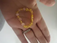 HAOHUPO-collar de dentición de ámbar del Caribe para mujer, Original, certificado de suministro, cristal Rosa + pulsera de ámbar dorado para regalo de bebé