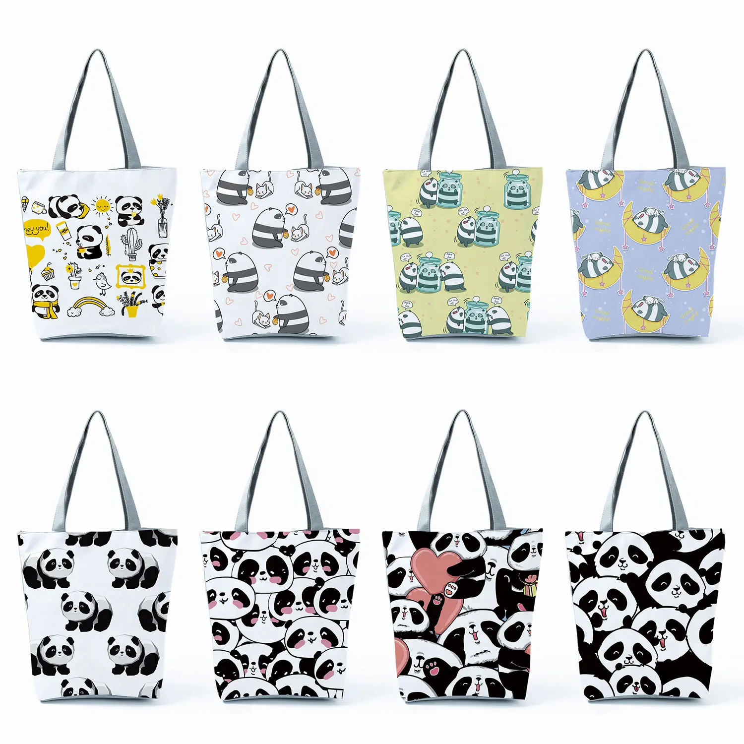 

Animal Casual Shoulder Bags Handbags For Women Portable Foldable Large Capacity Shopping Bag Cute Cartoon Panda The Tote Bag