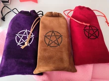 Bolsa de almacenamiento de Tarot, pentagrama de terciopelo, juego de mesa, bordado de tarjetas, bolsa con cordones, suministros de brujería para caja de Tarot, 1 Uds.