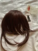 MEIFAN-extensiones de cabello con flequillo frontal, postizo sintético Natural, flequillo de aire, Clip en flequillo, negro y marrón