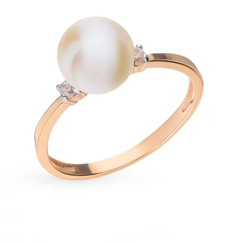 

Gold ring with cubic zirconia and pearls sunlight sample 585