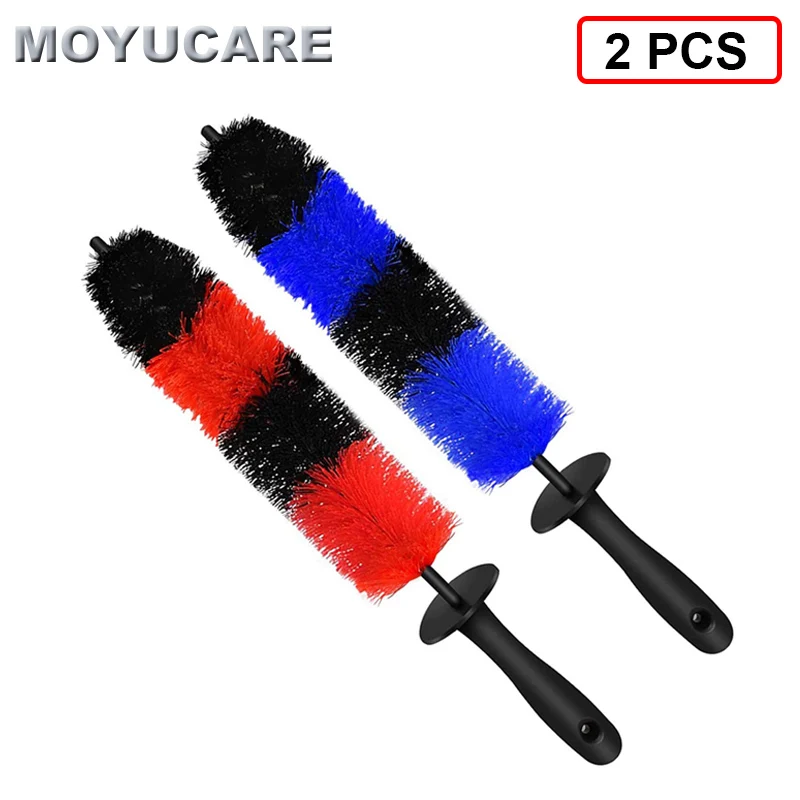 2 uds rueda de coche cepillo de 17 pulgadas de largo, con fácil acceso a llanta de neumático cepillo para detalles multifunción para coche camión Motor bicicleta herramienta de limpieza
