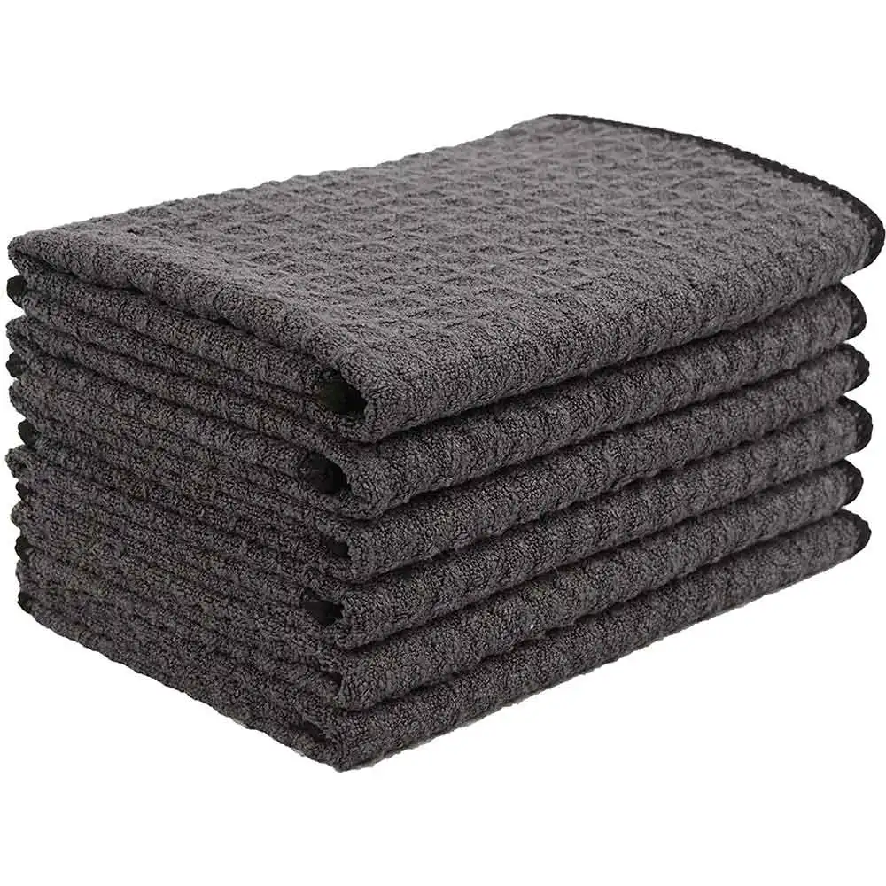 Home Microfiber Waffle Weave Towels Set Kitchen Dish Cleaning Cloth 12x12 6 Pack 