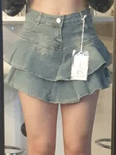 Falda de pantalones cortos de mezclilla Retro para mujer, ropa de calle, faldas cortas de mujer, Vaqueros informales que combinan con todo, vestido de bola elástico, Saia, 2020