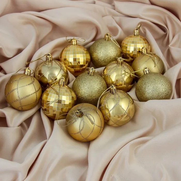 A set of balls plastic D-5 5 cm 12 PCs overflow gold | Дом и сад