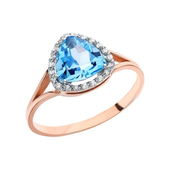 

Gold ring with Topaz and cubic zirconia sunlight sample 585
