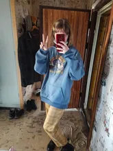Apoya a tu Local de la calle estampado de gatos mujeres Sudadera con capucha de dibujos animados cuello redondo ropa suelta sudadera de la calle Sudadera con capucha de Hip Hop para mujer
