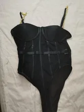 Body Sexy de malla para mujer, moda de verano, informal, con correa de cadena, Bodycon, negro, y Club para fiesta, trajes para mujer 2020