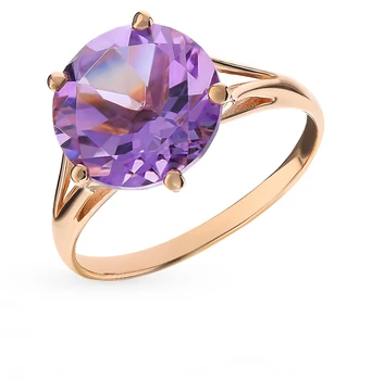 

Gold ring with amethyst sunlight sample 585