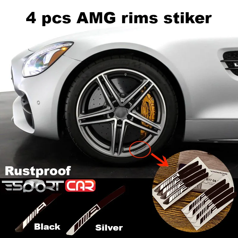 

4pcs AMG emblem Rim sticker for Mercedes Benz 16"-20" Rims 3D Domed Aluminum 3D sticker No rusty Car wheel rim sticker