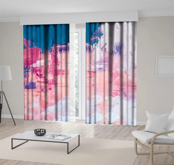 

Curtain of Spots Paint Brushstrokes Colorful Canvas Modern Creative Oil Painting Artwork Blue Purple Pink