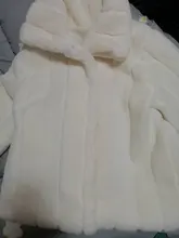 Abrigo de piel de conejo para mujer, chaqueta de piel sintética cómoda, color blanco cálido, manga larga, abrigo de piel Artificial de gran tamaño, Invierno 2020