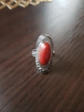 Kinel-anillo rojo de boda étnico para mujer, sortija tibetano Retro de plata, mosaico de cristal negro, joyería Vintage 2020