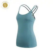 Базовая одежда для йоги топ со встроенным бюстгальтером-женский дизайн с бретельками сзади фитнес тренировки майка для тренажерного зала с открытый бюстгальтер